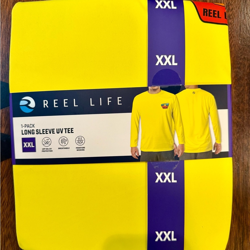 Reel Life Men's Bright Yellow Long Sleeve UV Tee